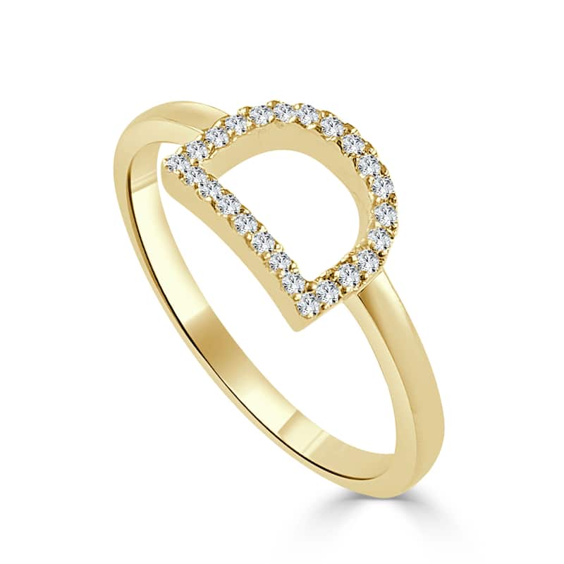 Joelle Collection Diamond Initial Ring for Her 14k Yellow Gold 1/10 ct TDW Women's Ring