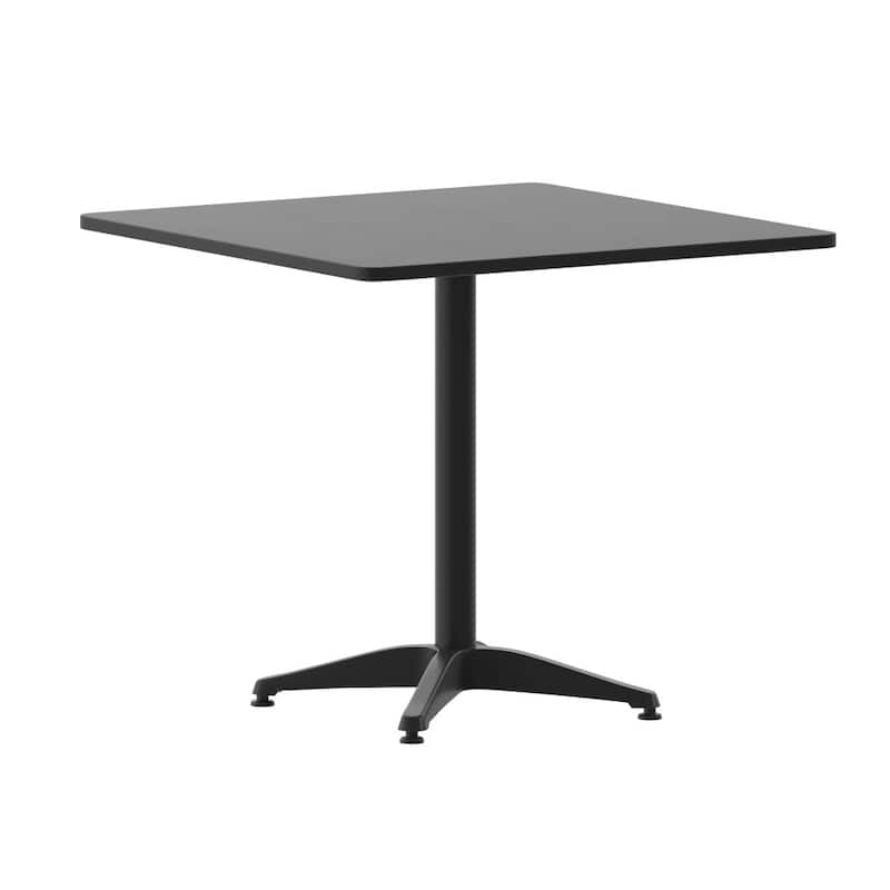 31.5" Square Aluminum Indoor-Outdoor Table Set with 4 Slat Back Chairs