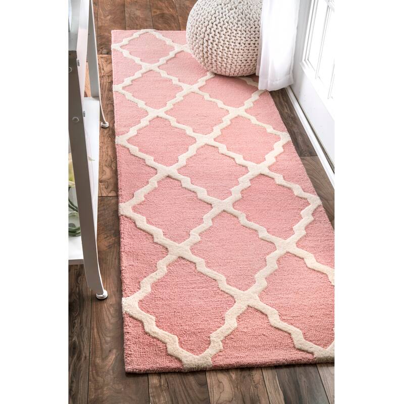 Nuloom Hand Hooked Marrakech Trellis Area Rug - 2'6" x 12' Runner - Baby Pink - Runner