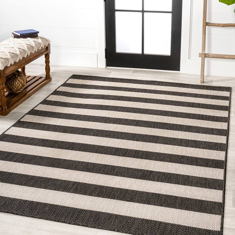 JONATHAN Y Vinales Two-Tone Wide Stripe Indoor/Outdoor Area Rug