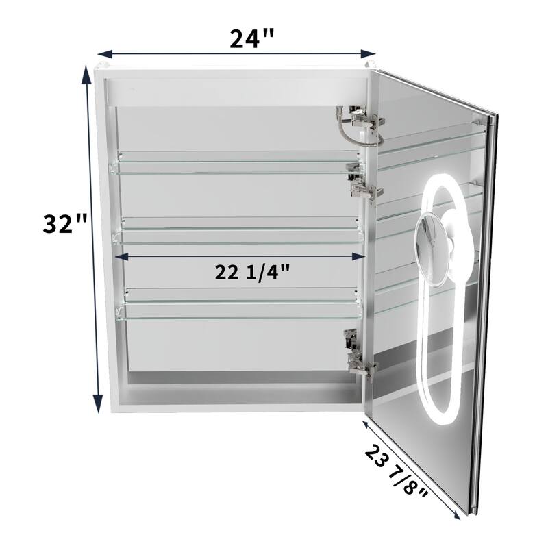 Modland 20"-24"W x 32"H Medicine Cabinet with Mirror and LED Light Wall Mount or Recessed