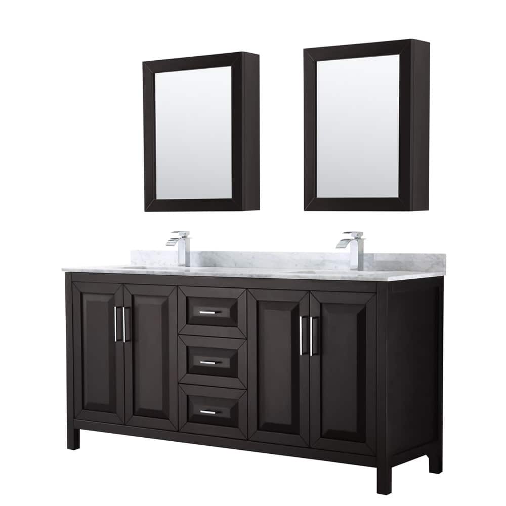 Wyndham Collection Daria 72" Free Standing Double Vanity Set with MDF