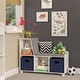 preview thumbnail 18 of 44, RiverRidge Kids Reading Nook Cushioned Toy Storage Bench with Cubby Organizers with Optional Fabric Bins- White White with Navy Bins
