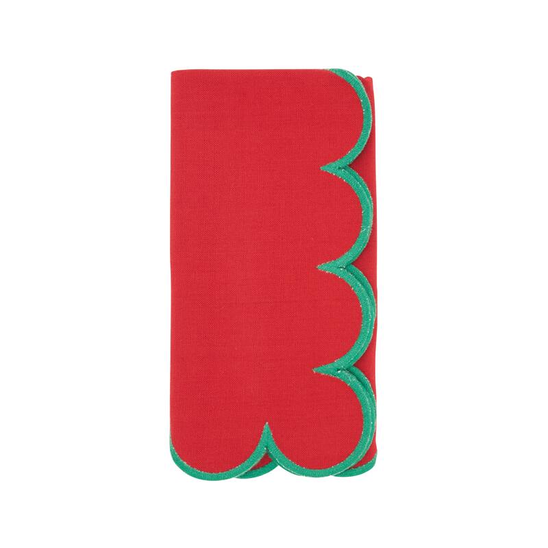 Sweet Edge Scalloped Napkin (Set of 4) - 20"x20" - Red