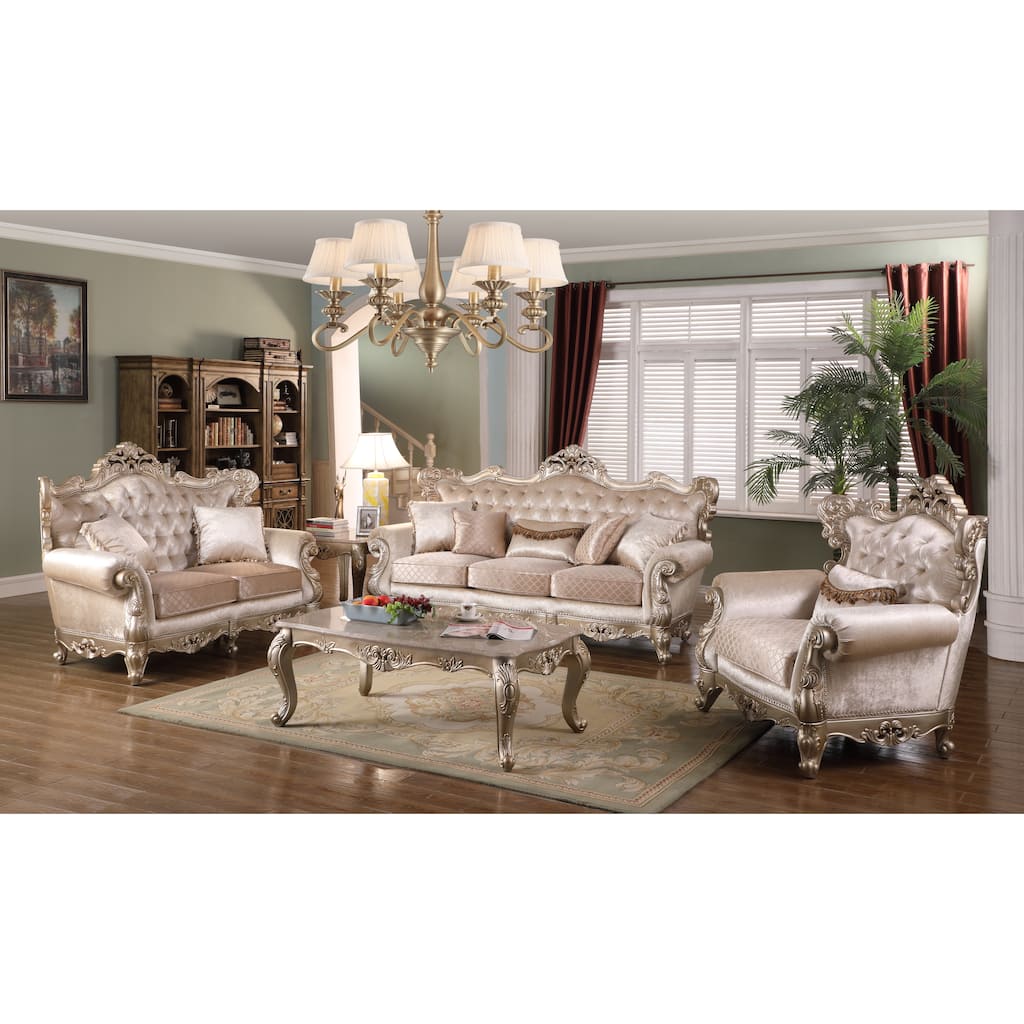 Emily Living Room Set with Wooden Accents