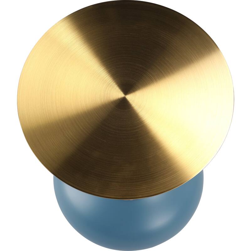 Savoy 18-Inch Round Side Table in Gold Stainless-Steel End Table with a Round Pedestal base