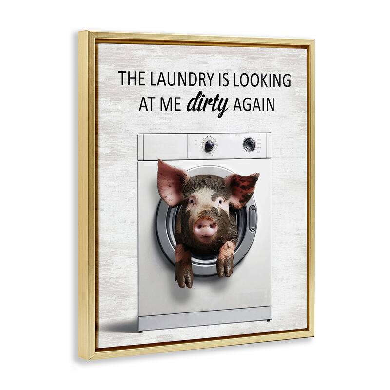 Stupell Laundry Looking At Me Dirty Framed Floater Canvas Wall Art Design By Lettered and Lined