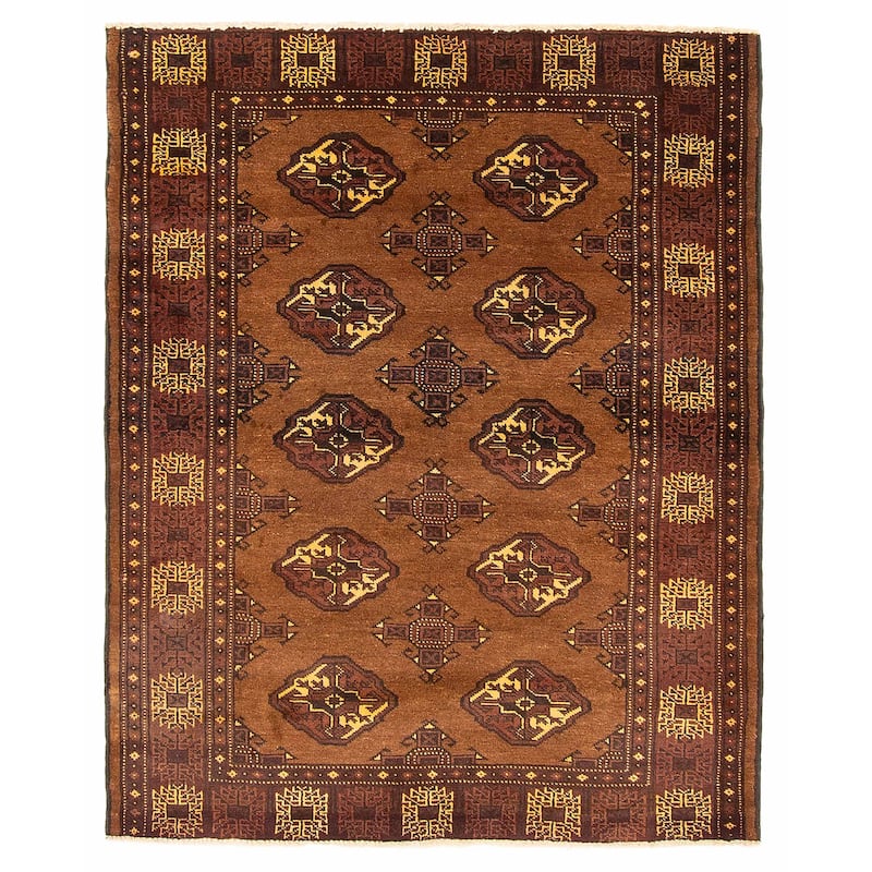 ECARPETGALLERY Hand-knotted Teimani Brown Wool Rug - 3'5 x 4'3 - Brown - 3'5 x 4'3
