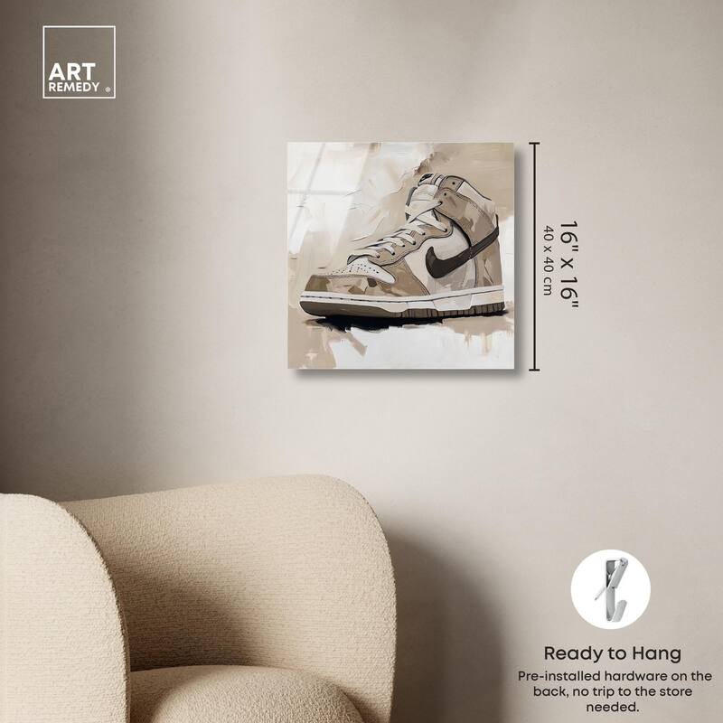 Light Tans Sneaker Acrylic by Art Remedy, Ready to Hang