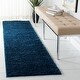 preview thumbnail 61 of 140, SAFAVIEH August Shag Solid 1.2-inch Thick Area Rug 2'3" x 10'  Runner - Navy