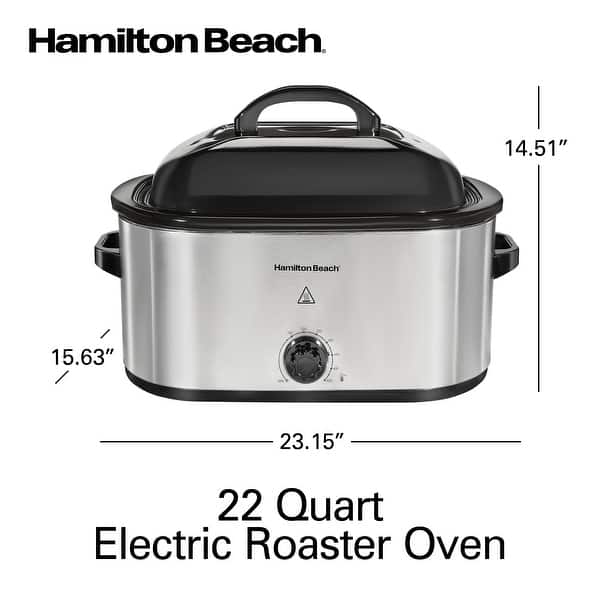 dimension image slide 2 of 2, Hamilton Beach 22 Quart Stainless Steel Electric Roaster Oven