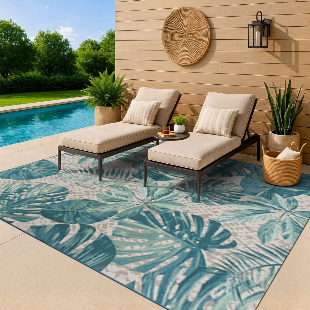 World Rug Gallery Contemporary Tropical Floral Indoor/Outdoor Area Rug