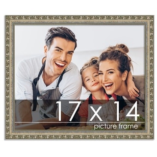 17x14 Frame Silver Ornate Antique Solid Wood Picture Frame - UV Acrylic ...