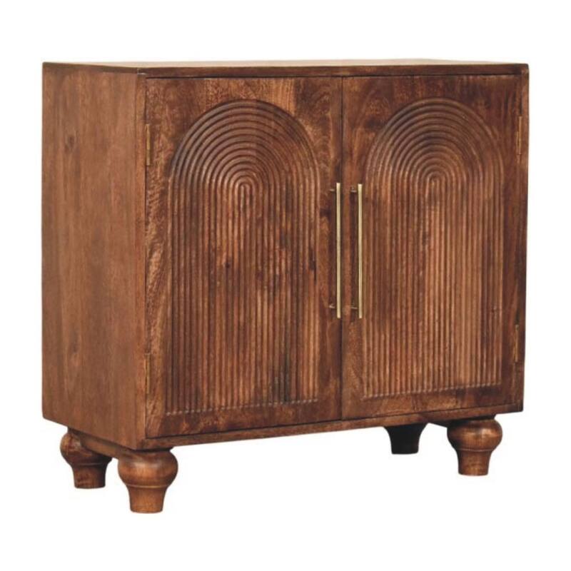 Artisan Furniture Solid Wood Arco Groove Sideboard, Brown,2-Doors