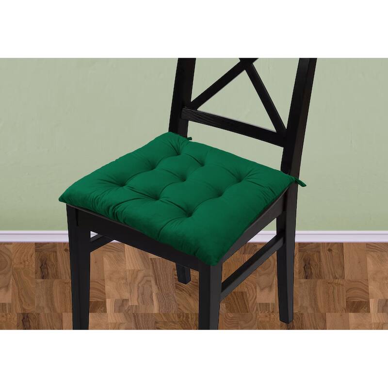 Handmade Velvet Chair Seat Pads Cushions with Ties - Tufted - 16''x16'' 3''Thick by Cozy Trends™