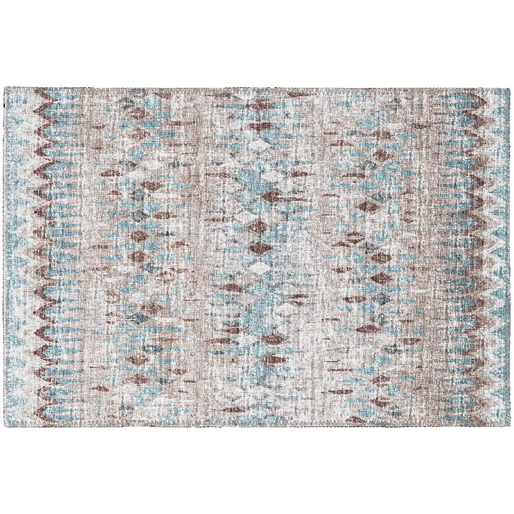 Indoor/Outdoor Rylee Boho Diamonds Washable Rug New