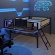 preview thumbnail 5 of 31, Stylish & Simple Single Full metal loft bed with rectangular desk, LED lights, storage shelves, safety guard and ladder, Brown