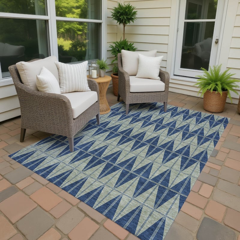Machine Washable Indoor/ Outdoor Modern Zeke Chantille Rug - Navy - 5' x 7'6"