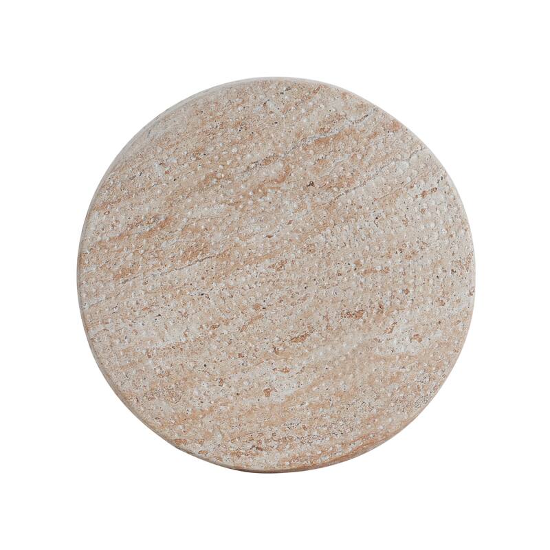 Outdoor Indoor Lightweight Concrete Side Table, Travertine Finish - 15.34