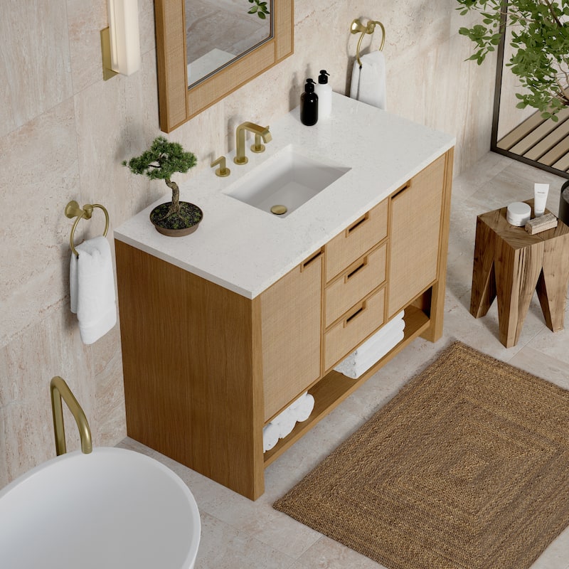 Solene 48" Single Vanity, Seaside Oak - 48 - Lime Delight