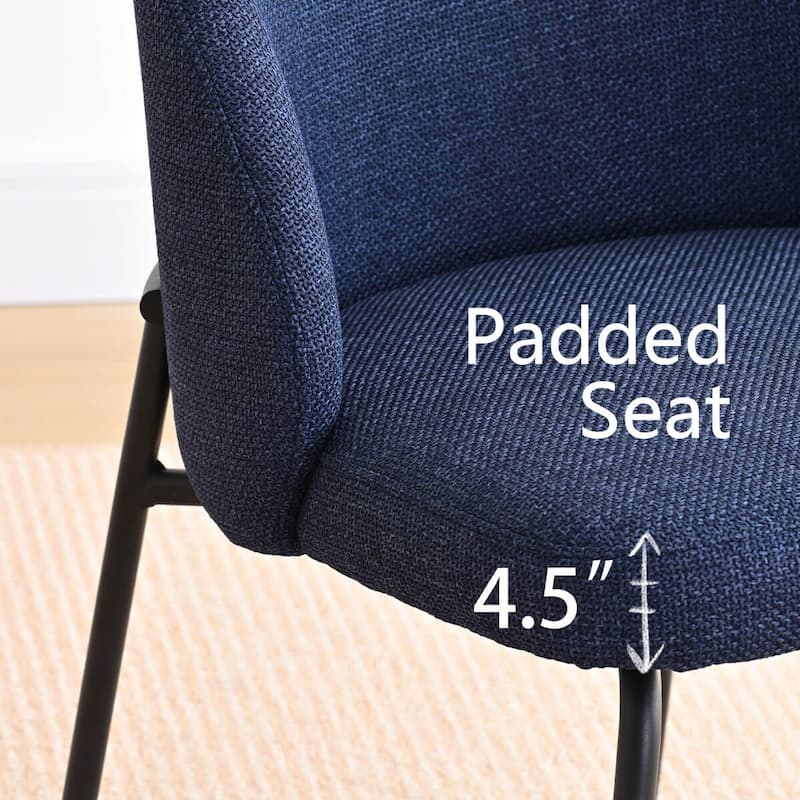 Modern Fabric Dining Chairs with Curved Back and Steel Legs, Set of 4