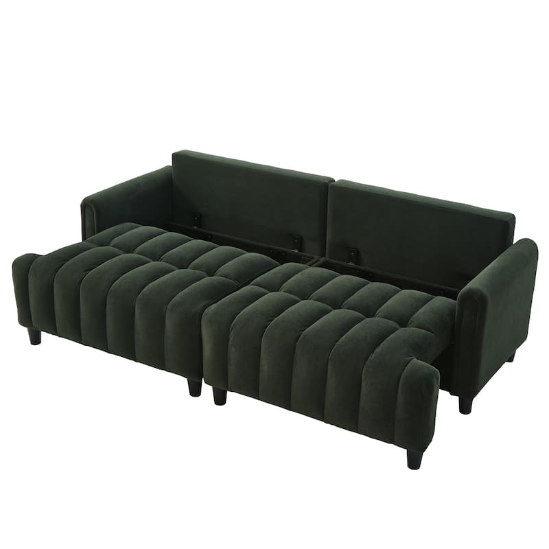 Futon Loveseat Couch Convertible into Sleeper Sofa Bed with Hidden Storage and Adjustable Backrest, Modern Loveseat Sleeper