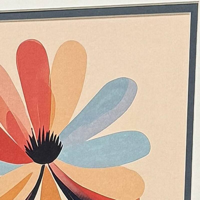 HomeRoots Set Of Two Colorful Flowers Brown Framed Wall Art