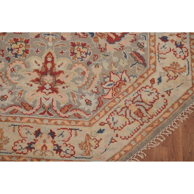 Floral Heriz Serapi Oriental Octagon Area Rug Wool Carpet - 6'0"x 5'11"