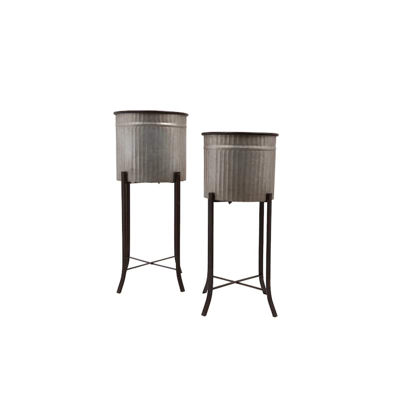 Corrugated Metal Planters on Stands