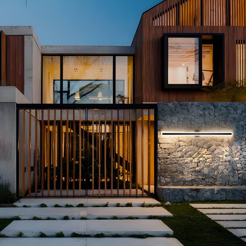 Outdoor Linear Integrated LED Wall Sconce Light Fixture with Bracket