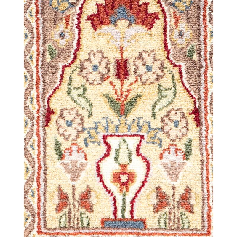Overton Hand Knotted Wool Vintage Inspired Traditional Mogul Ivory Area Rug - 8' 3" X 5' 2"