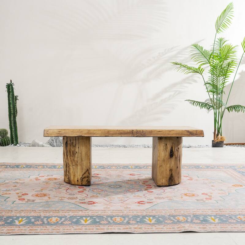 Terrafab Composite Faux-Wood Coffee Table with Iron Frame