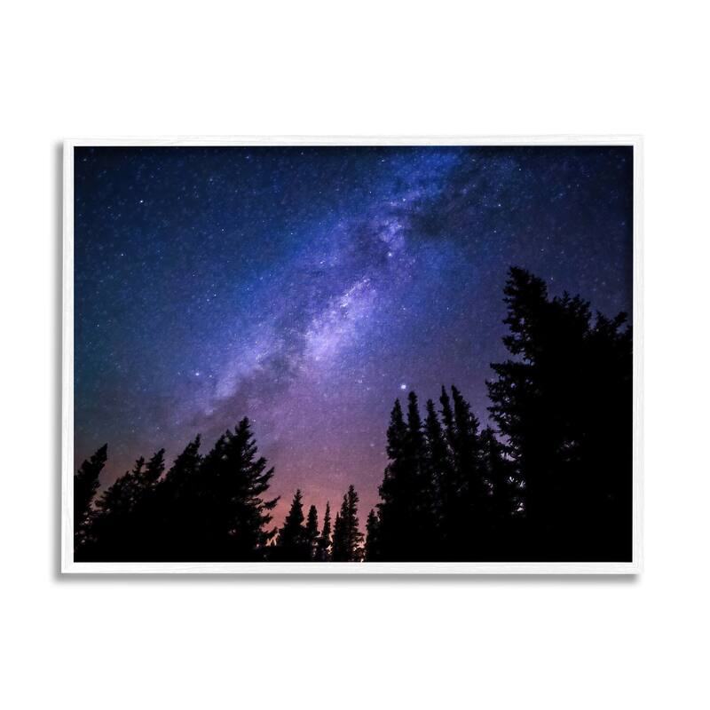 Stupell Deep Blue & Purple Galaxy Sky Stars Woodlands Border Framed Wall Art