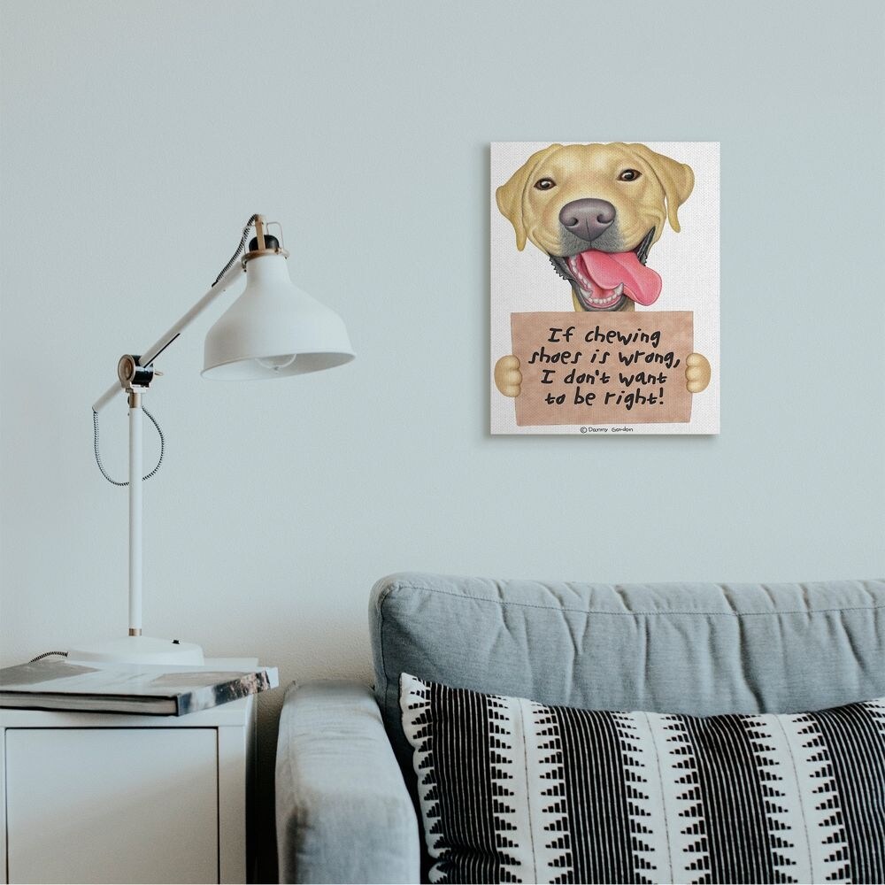 Stupell Labrador Bad Dog Humor Chewing Shoes Pet Sign Canvas-image