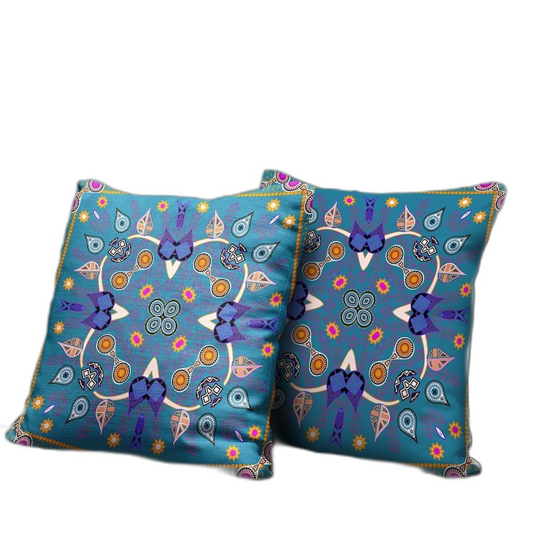 HomeRoots 20" x 20" Blue and Gold Blown Seam Paisley Indoor Outdoor Throw Pillow - 20.00' X '5.00' X '20.00