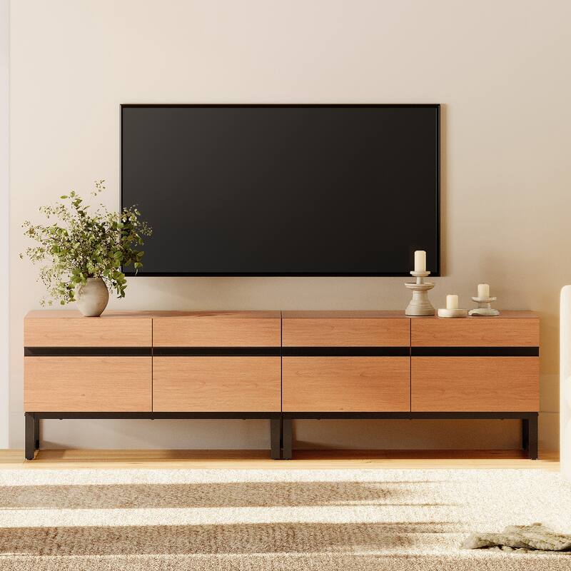 WAMPAT Modern TV Stand Entertainment Center TV Console with Storage Cabinets