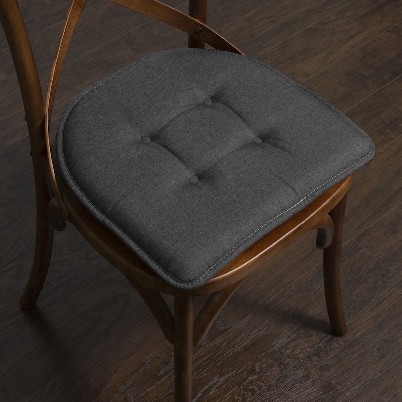 Sweet Home Collection Solid Color U-Shaped Memory Foam Chair Cushions - 16"x17" - Set of 12 - Charcoal