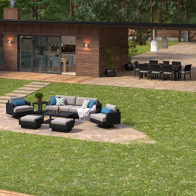 Portofino Comfort 17 Piece Sunbrella Outdoor Motion Wood Estate Set
