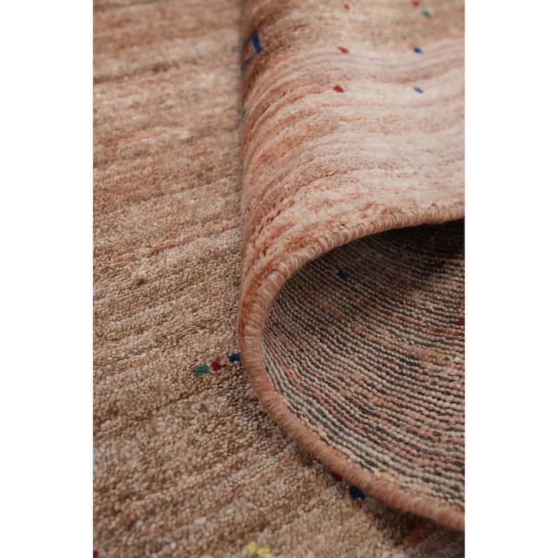 Hand Knotted Oriental Viscose Silk Carpet Tribal Animal Pictorial Peach Gabbeh Area Rug - 9' 10'' X 8' 2''