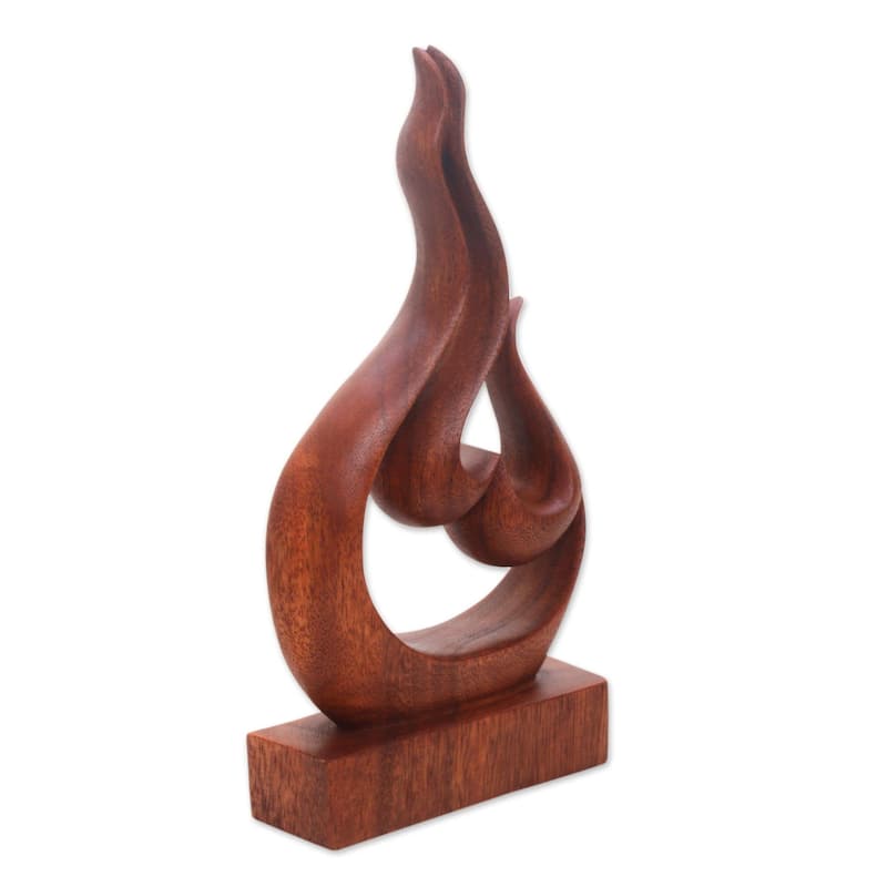 Wood sculpture, 'Lover's Passion' - 11.75" H x 6" W x 2" D