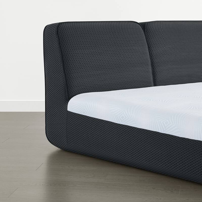 Spruce & Spring Modern All-in-One Queen Upholstered Bed, No-Assembly Foam Bed for Small Spaces