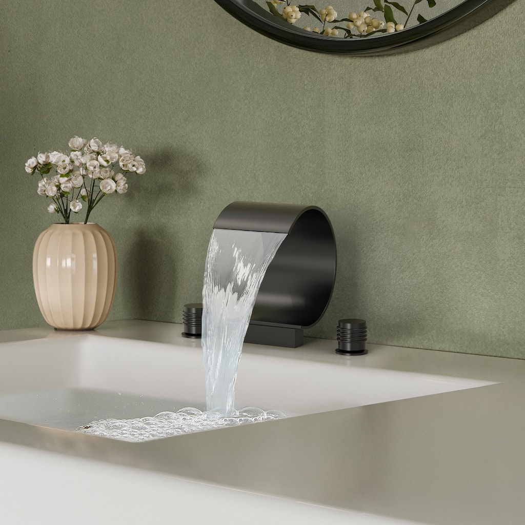 Widespread Bathroom Faucet 3 Hole, 2-handle Bathroom Sink Faucet with Drain Assembly