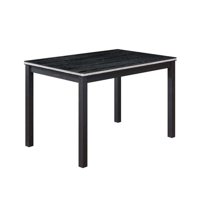 Modern 5-Piece Dining Set with Crystal Table & 4 Upholstered Chairs