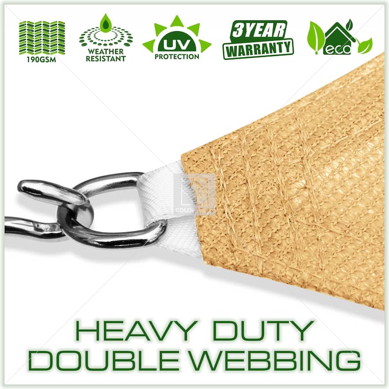 ColourTreeUSA Triangle Sun Shade Sail HDPE with Winch Hardware Installation Kit Bed Bath
