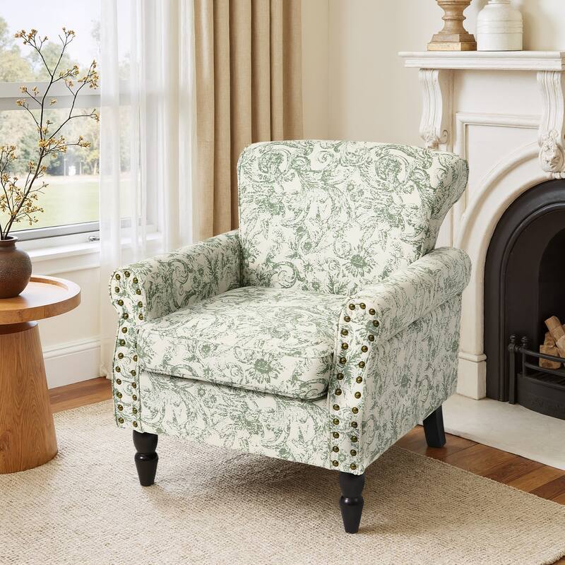 Mid-Century Modern Accent Chairs with Nailhead Trim