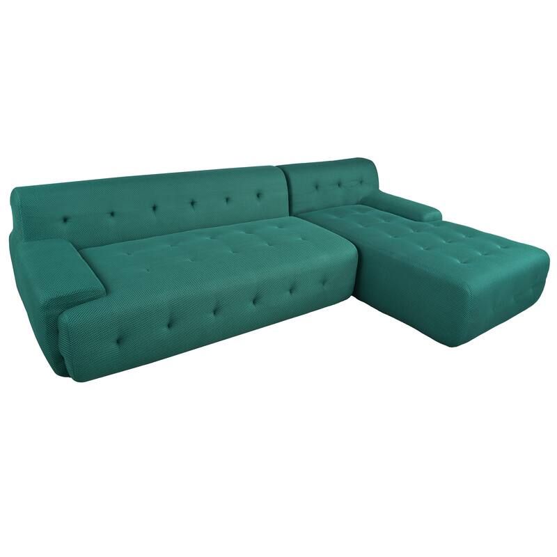 107" Polyester Mesh L-Shape Modular Sectional Sofa with Deep Seating and Pocket Spring Cushions