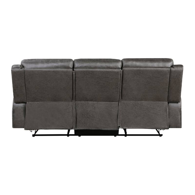 Patsy Manual Double Recliner Sofa, Gray Polished Microfiber 85 Inch