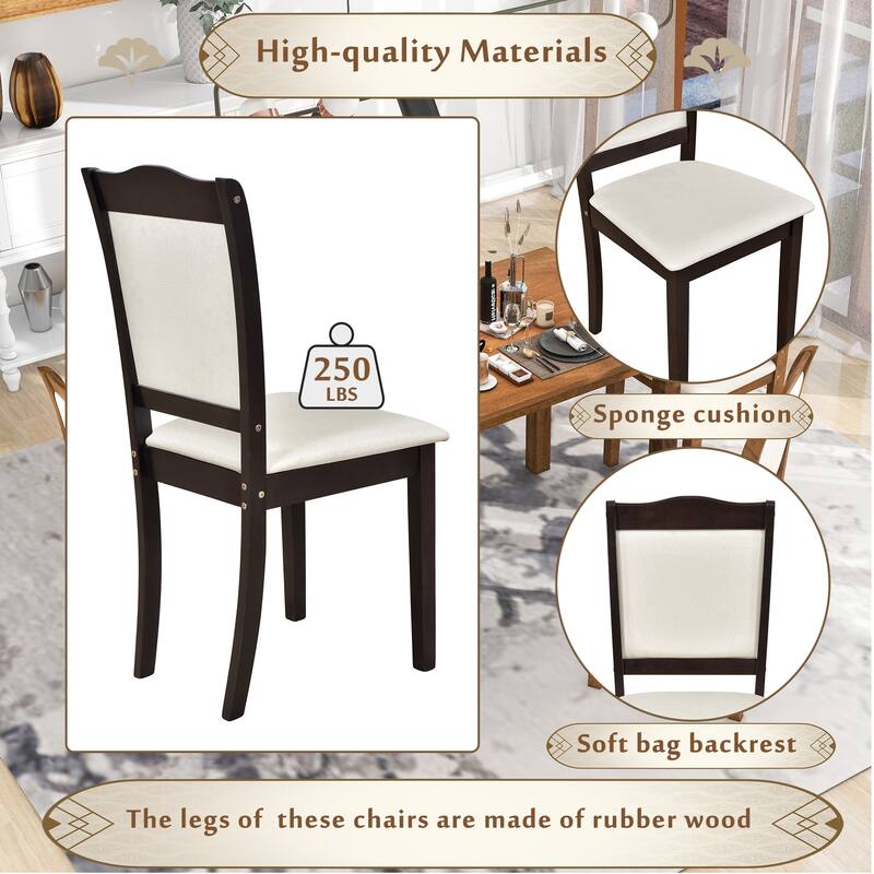 5Piece Wood Dining Table Set Simple Style Kitchen Dining Set