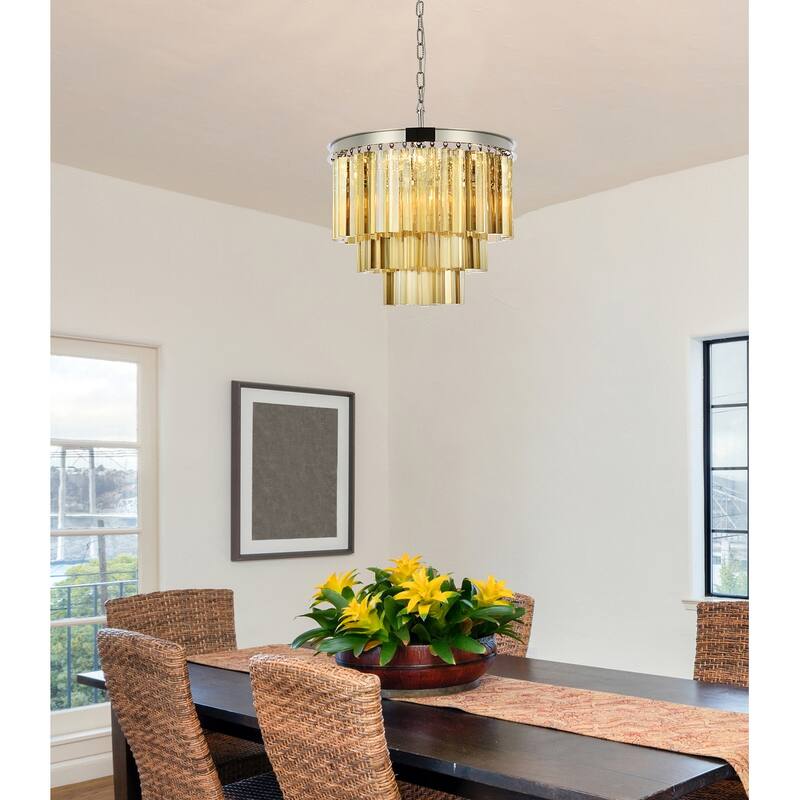 Royce Edge 9-Light Polished Nickel Chandelier