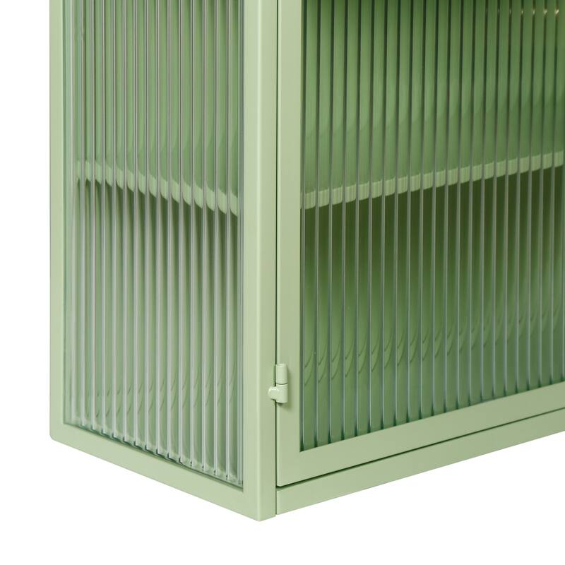 Glass Doors Two-door Wall Cabinet with Featuring Three-tier Storage